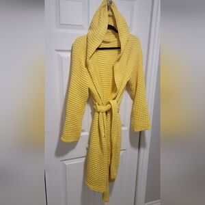 New Bright Yellow Waffle Knit Robe | Organic Cotton